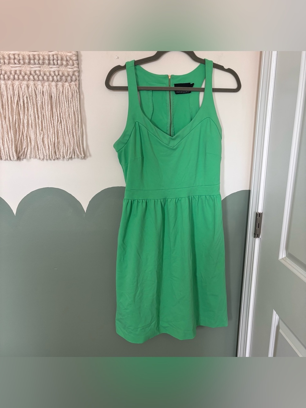 Cynthia Rowley green mini dress with zipper back